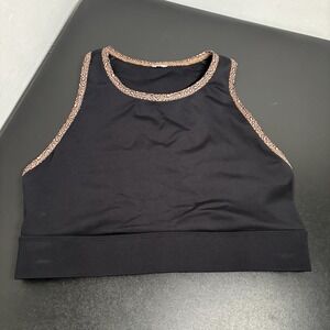 Fabletics The Cougar Tank Top Women Size Small Bra Support Black Racerback Gym